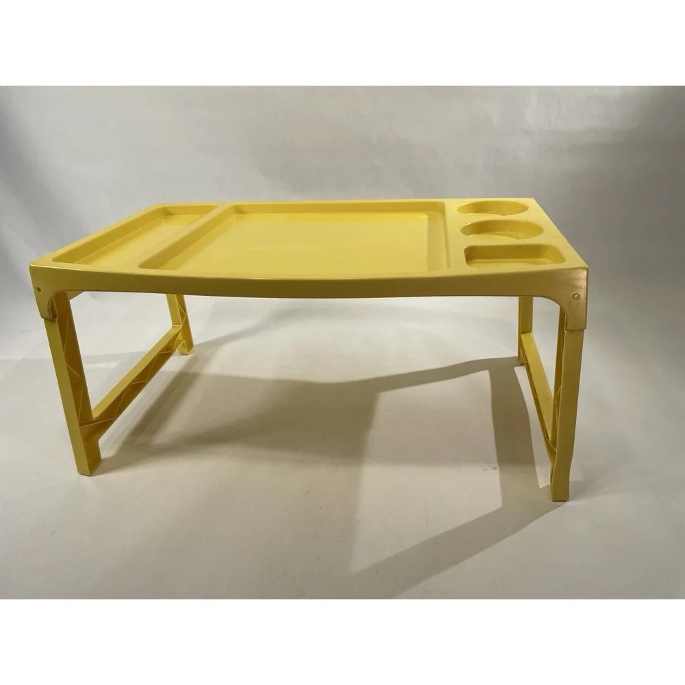 1970s Frem Corp USA Yellow Sectioned Plastic Folding Breakfast in Bed Tray MCM